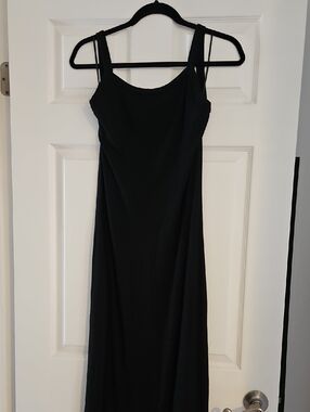 Nwt Classic Black Ribbed Modal Midi Dress